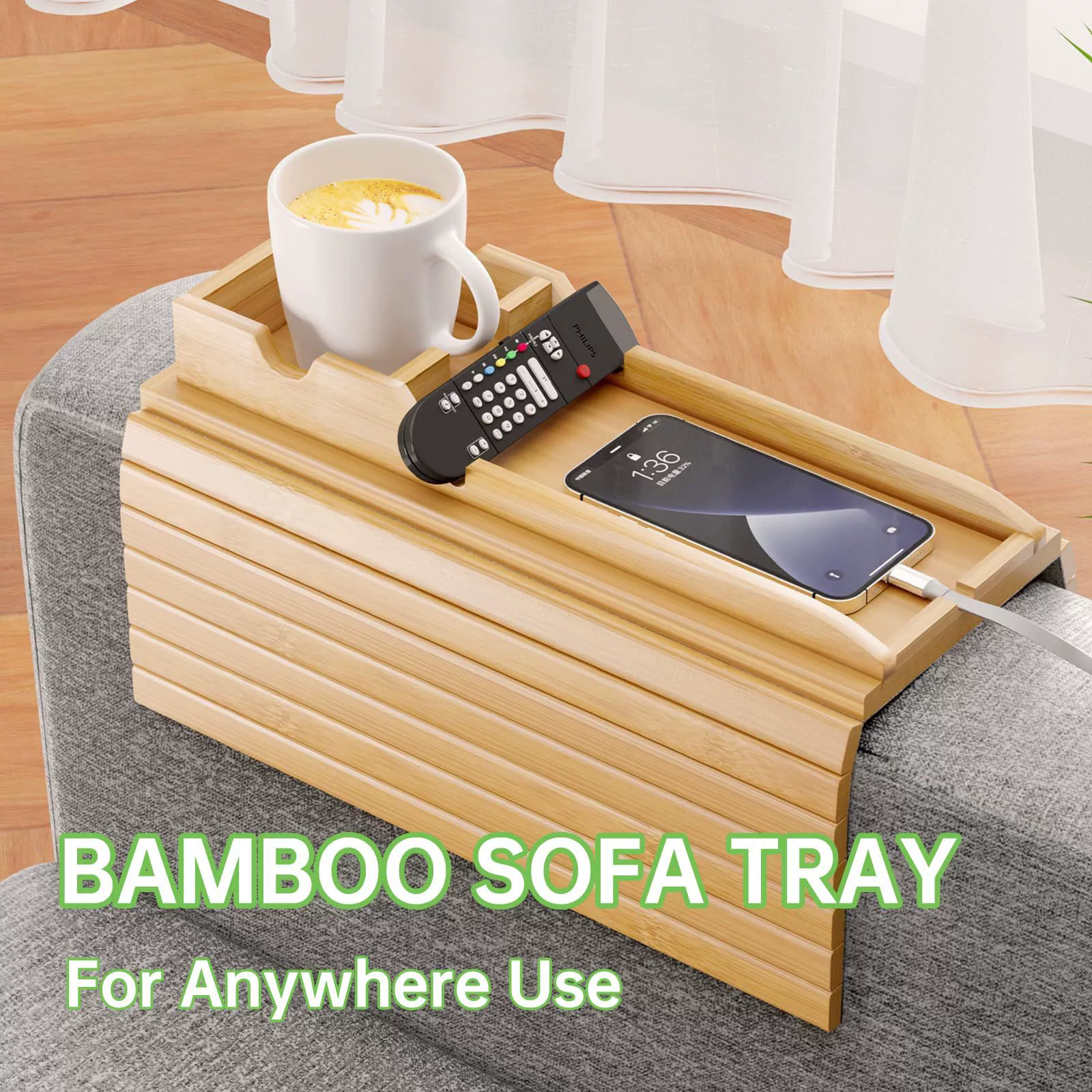 Подлокотник для бамбукового дивана поднос для мобильного телефона чашка поднос с боковым мешком для хранения