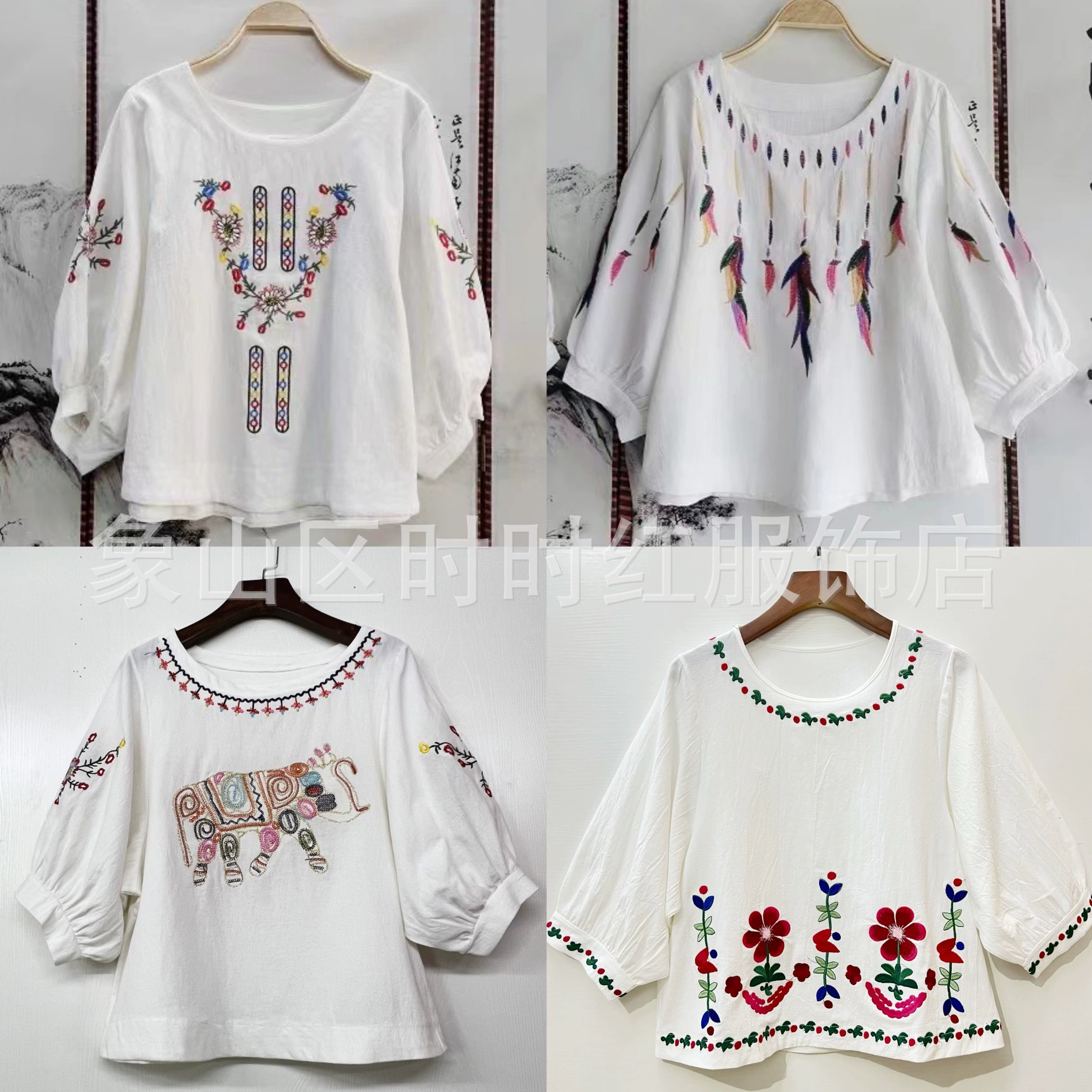 Женские топы из хлопка и льна 2025 весна-лето новые вышитые этнические топы хлопок и лен свободные топы оптом