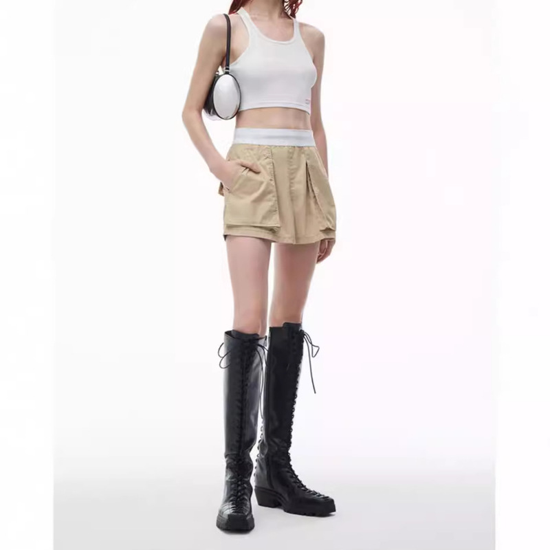 Alexa***Rwang Dawang Women's High-Waist Workwear Wide-Leg Shorts Workwear Style Slimming Look