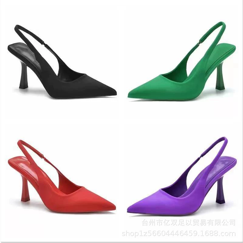 Сказочный стиль с юбкой на высоком каблуке 2023 Весна и лето Новые однослойные туфли на шпильке с острым носком на спине пустые сандалии с закрытым носком для женщин