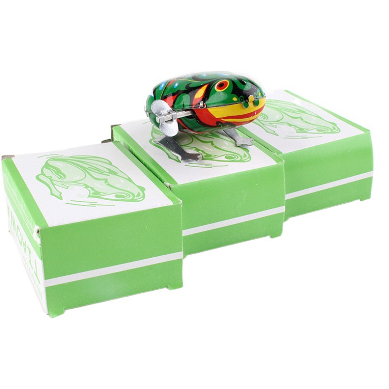 Tin Frog Toy Little Frog Toy Children's Gift Clockwork Chain Jumping Frog Animal Bounce 80 s Nostalgia