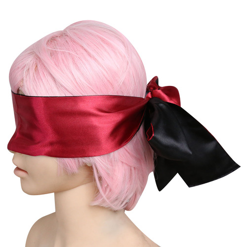 Factory direct sales two-color eye mask, loose hand-tied satin red black bondage mask, flirting toy face covering
