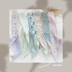 網紅小清新雙面字母絲巾女簡約百搭髮帶領巾水果飄帶編發綁包髮飾