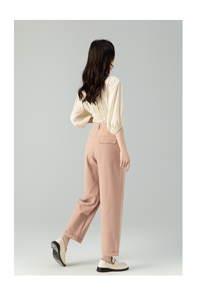Quần ống rộng nữ vải Tencel cotton mỏng mùa xuân hè, dáng suông thon gọn ống thẳng — Màu kaki chi tiết 21