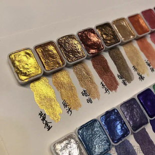 Gold and Silver Powder Mineral Pearlescent Watercolor Pigment Solid Packaging Manicure Es Thangka Chinese Painting Gold Painting Glitter Powder