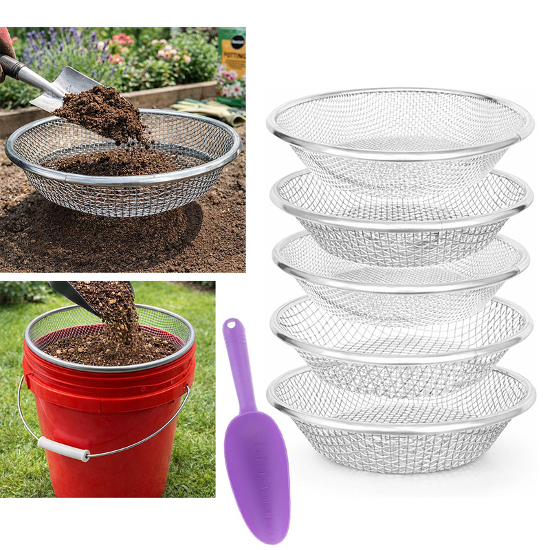11.8inch Soil Sieve Set 5-Piece Gardening Soil and Gravel Screening Filter Heavy-Duty Round Sieve 11.8inch Soil Sieve Set 5-Piece Gardening Soil and Gravel Screening Filter Heavy-Duty Round Sieve