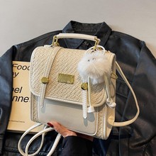 学院风上课双肩包女士2025新款学生通勤小书包潮流百搭编织斜挎包