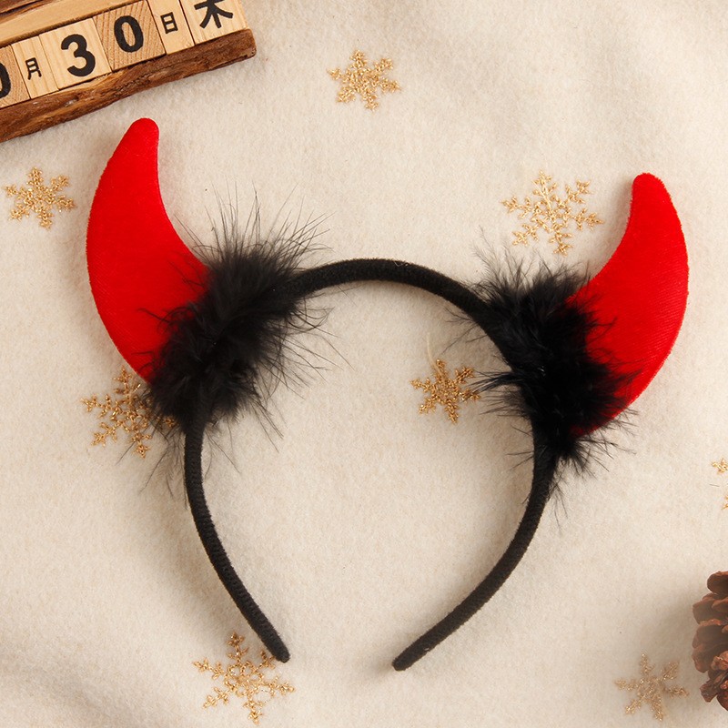 편평한 악마 뿔 머리띠