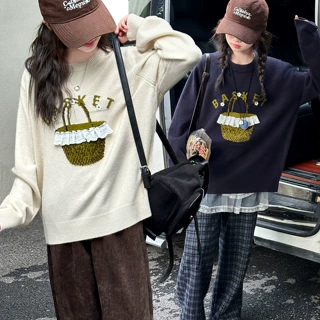 女童毛衣秋冬2026新款儿童加厚针织打底衫女大童冬季套头线衣洋气