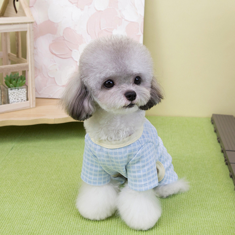狗衣服宠物服装小型犬四腿猫咪秋冬保暖舒适25德绒格子家居服|undefined