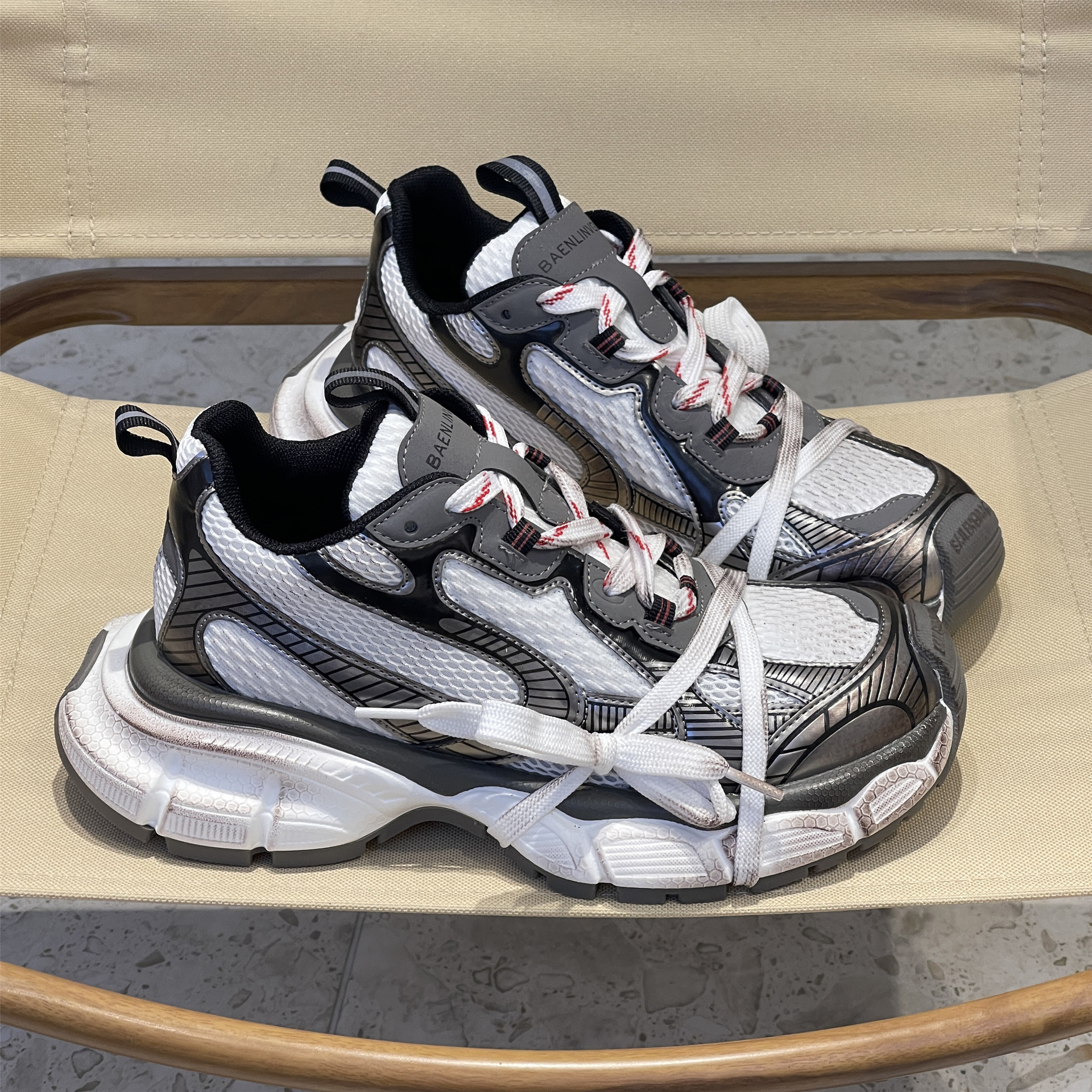 2023 New Parisian Daddy Shoes, Taller, Platform Sneakers, Casual, Distressed, retro, couples, men's and women's shoes_voghion.com