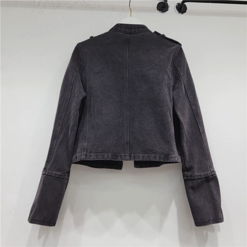 Denim Jacket (Tide) — Retro Korean Style, Autumn Cropped Jacket, Button-Front Detail