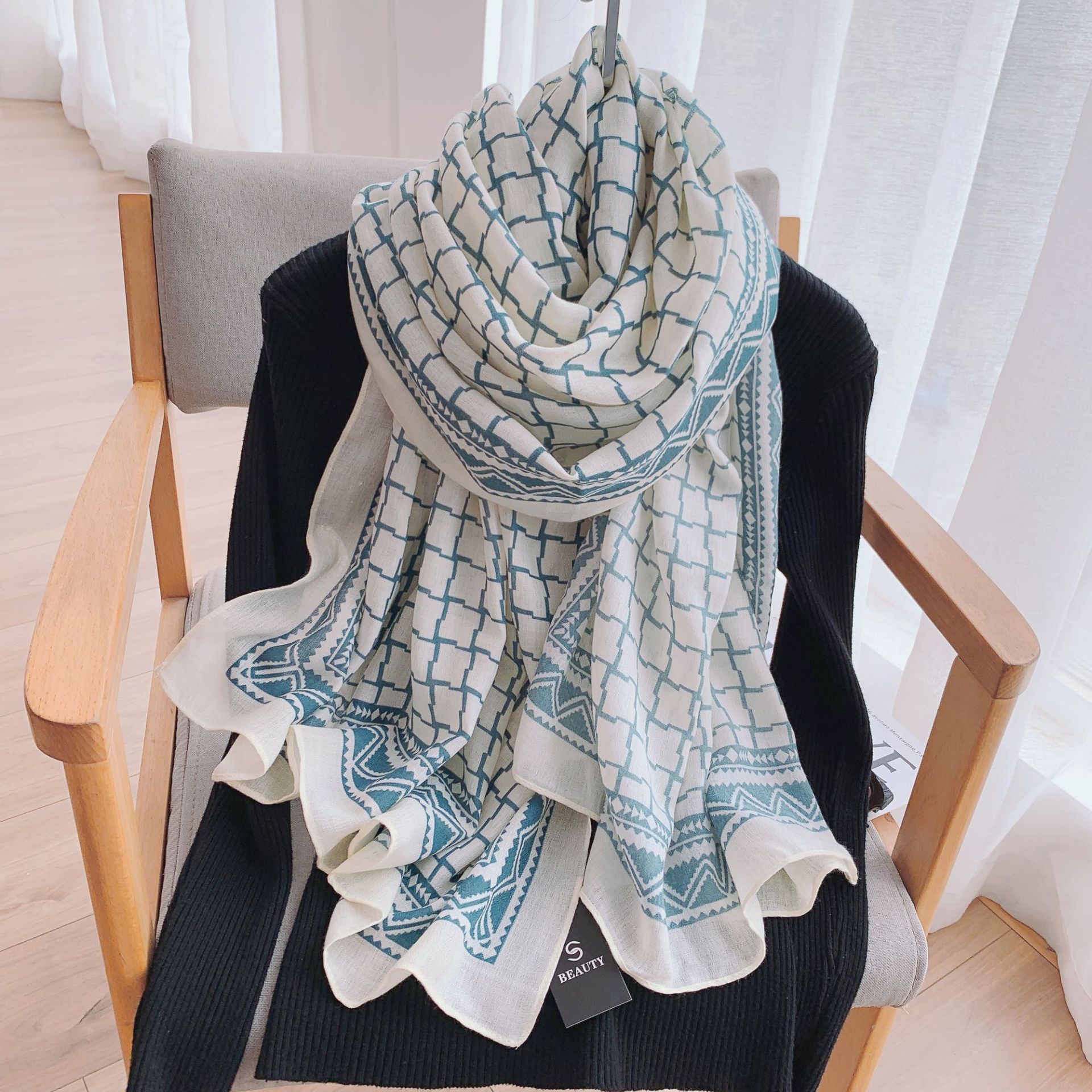 Bufanda de algodón y lino bufanda de protección solar delgada de verano para mujer chal de doble uso desgaste al aire libre primavera y otoño aire acondicionado protección del cuello entrega de una pieza