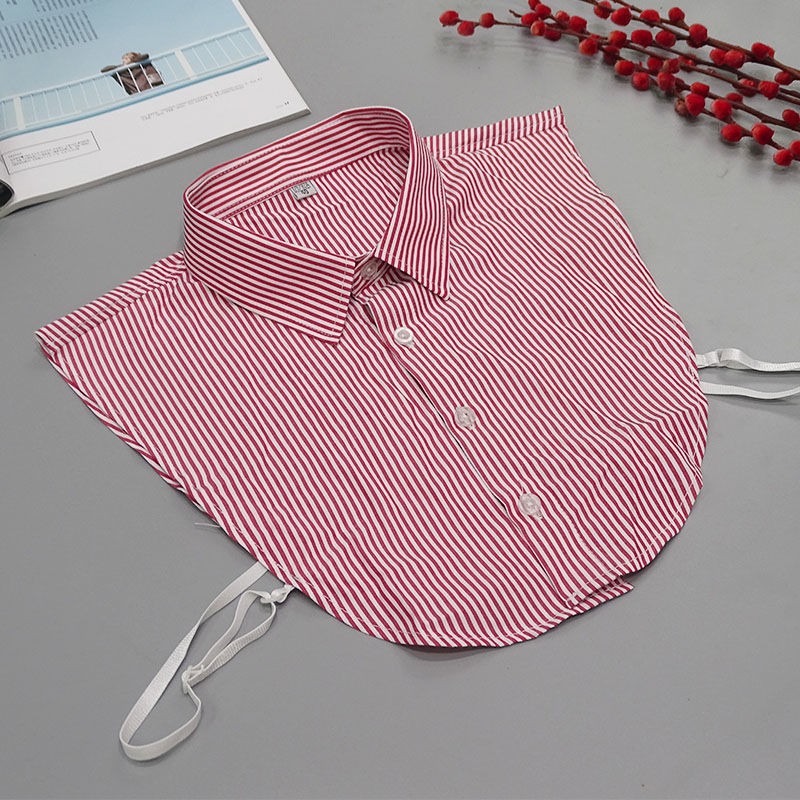 Fake cuello camisa de los hombres cuello camisa versátil simple rojo y azul rayado casual profesional formal desgaste puro algodón falso
