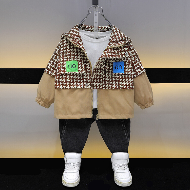 Boys' 2338 on coat 2023 Spring and Autumn new children's handsome hooded windbreaker baby clothes_voghion.com
