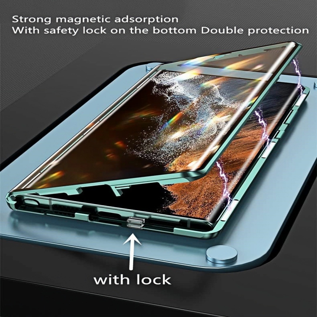 Funda magnética de doble cara de vidrio y metal para teléfono móvil Samsung S25 Ultra, compatible con S24, con protección anticaídas.