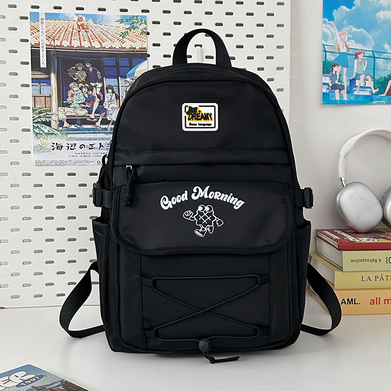 Mochila de estilo universitario de color de contraste lindo mujer 2025 nueva mochila de estilo crema casual campus escuela secundaria escuela secundaria