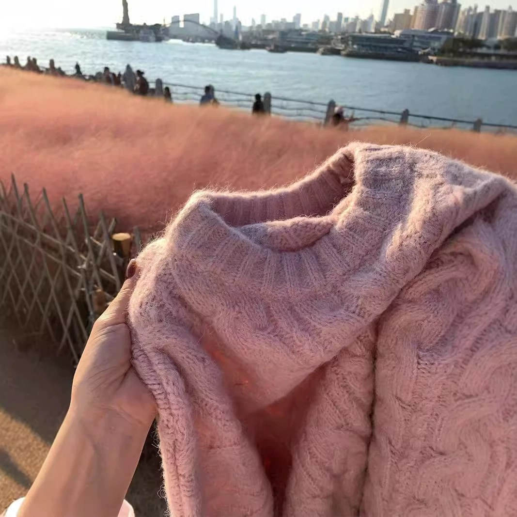 Пуловер KANING в корейском стиле, мягкий восковой трикотаж для женщин, зима 2029, новый стиль, свободный трикотаж в ленивом стиле для женщин