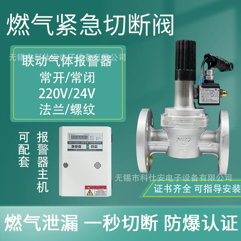 Аварийный запорный клапан газа газ природный сжиженный газ сигнализация обнаружения утечки промышленный взрывозащищенный фланец с резьбой