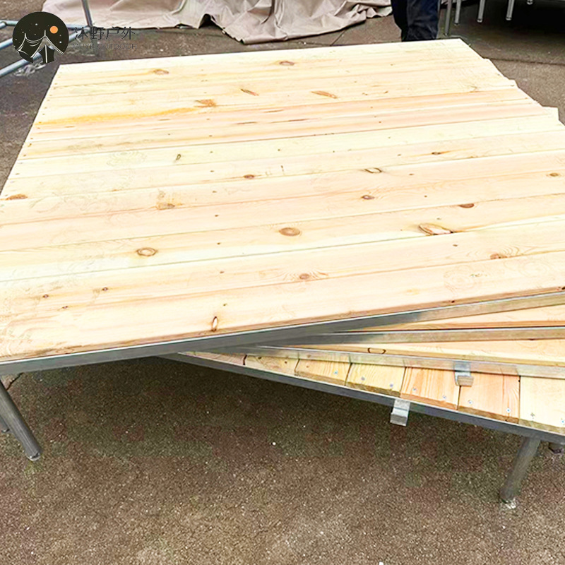 Plataforma Modular de Madera Anticorrosiva Ajustable para Tiendas de Campaña de Camping