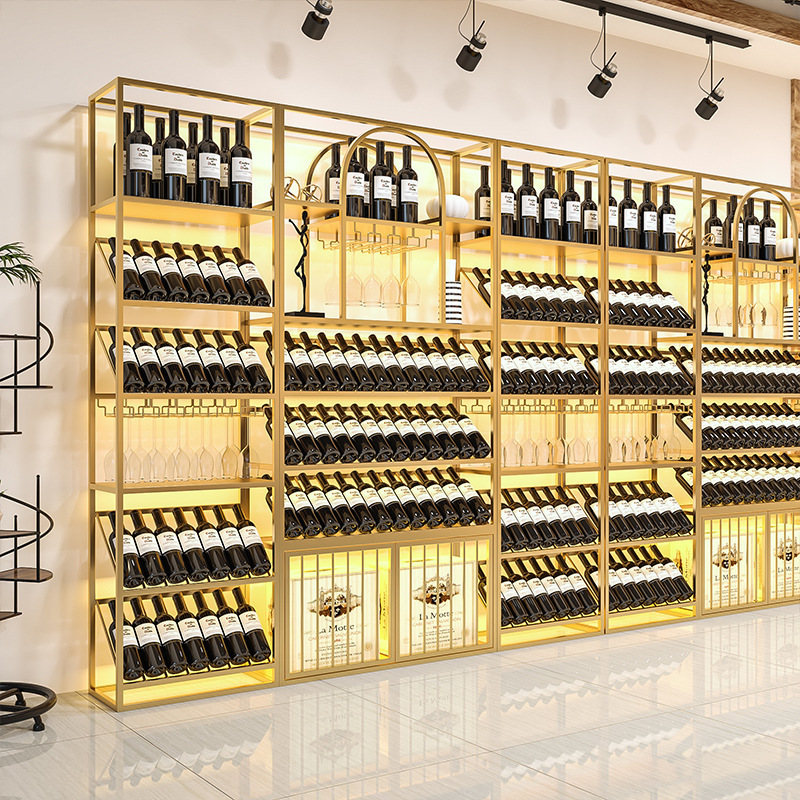 Nordic Wine Cabinet Wine Rack Storage Rack Commercial Oblique Multi-layer Display Wine Display Cabinet Iron Display Shelf