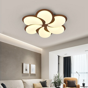Bedroom Ceiling Lamp Simple Milky White Cloud Led Eye Protection Kidsren's Room Lamp Mid-Century Style Walnut Color Bedroom Lamp