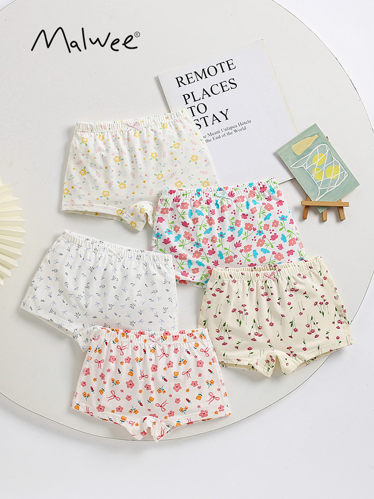 Malwee transfronterizo nuevo y cómodo Europa y América ropa interior de niñas clase A pantalones medianos y grandes pantalones de calzoncillos para niños cinco packs