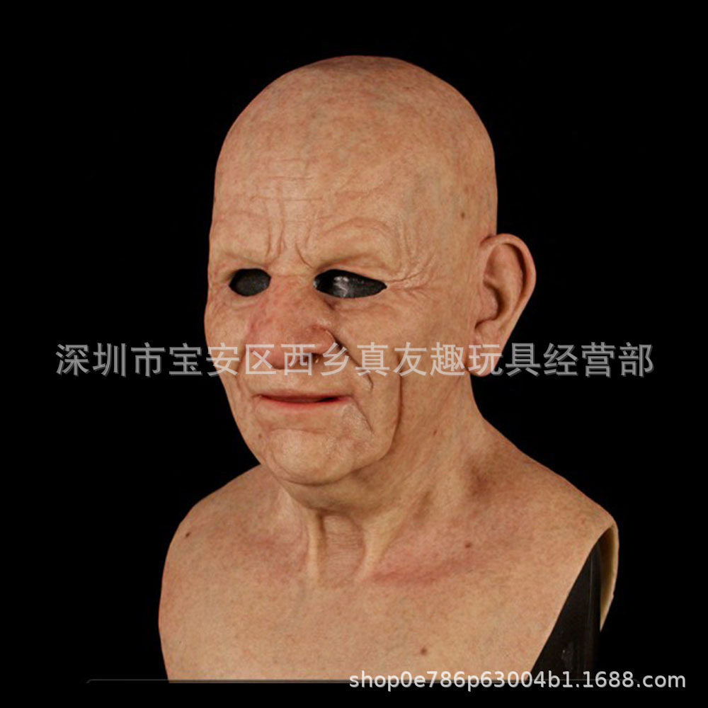 Tapón de anciano transfronterizo Tapón de rostro de anciana Peluca Máscara de anciano Máscara de látex humanoide de Halloween en stock