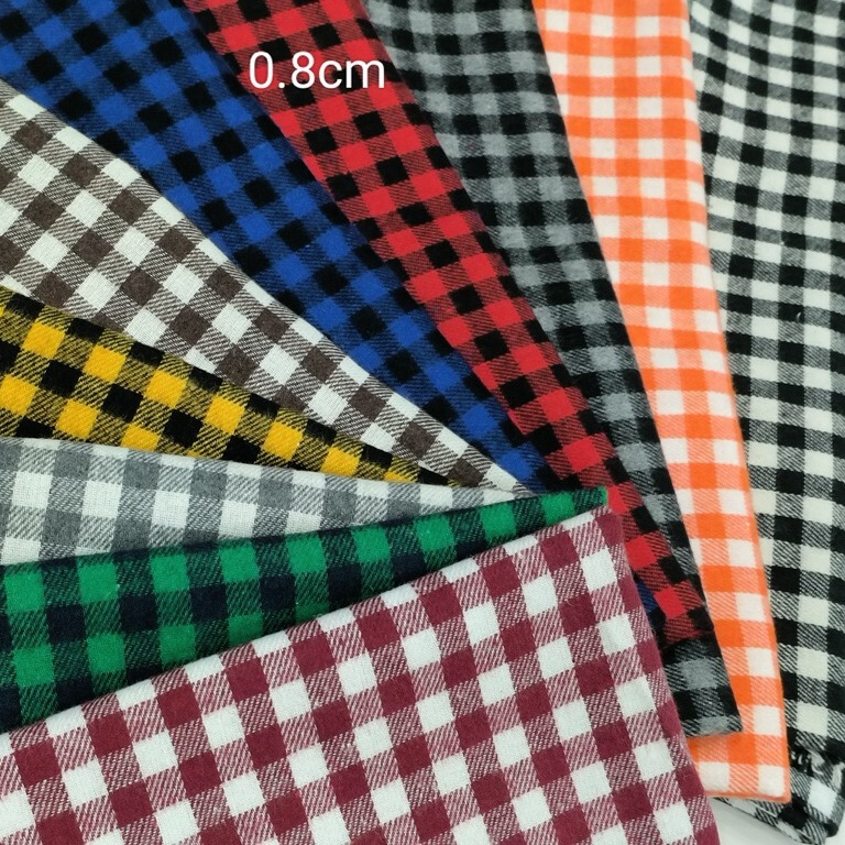 0.8cm polyester cotton twill sanding Chaoyang plaid fabric spring summer autumn men and women children's clothing fabric rice spot