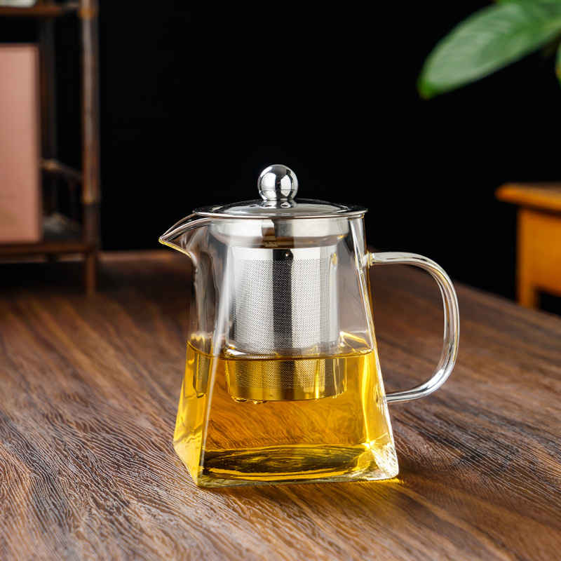 Tetera de Vidrio de Borosilicato Resistente al Calor y Artesanal para Hogar, Oficina y Sala de Té