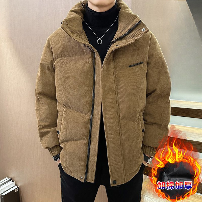Windproof keep warm corduroy winter short casual down jacket