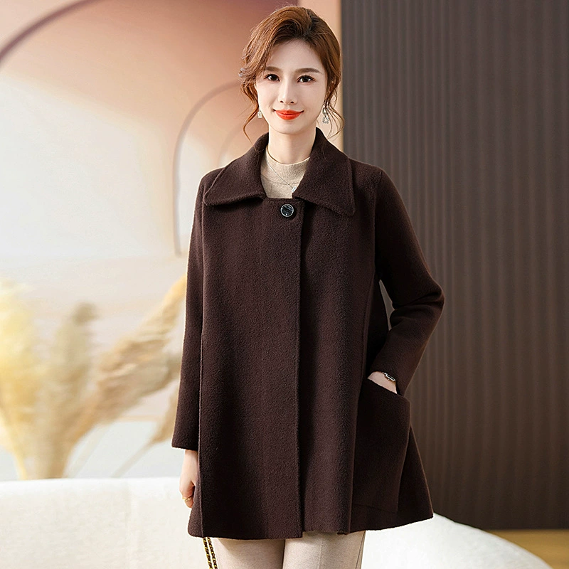 Новый модный и стильный двусторонний кардиган из искусственной шерсти для женщин среднего и старшего возраста, осень-зима 2025, от производителя элегантных пальто