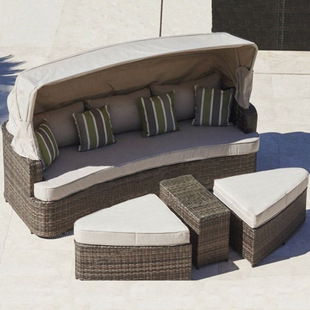 Outdoor Sofa Courtyard Combination Nordic Villa Garden Terrace Rattan Chair Outdoor Model Room Sun Room Rattan Bed