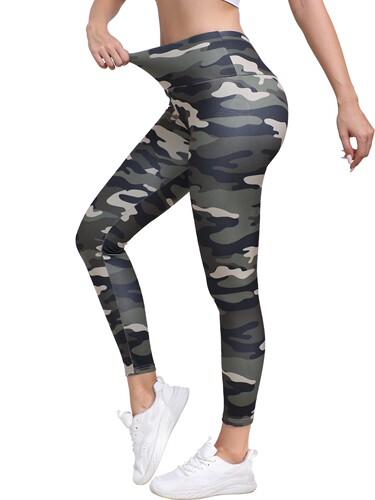 Cross-border autumn and winter fleece camo yoga pants, European and American style, sports outdoor, vogue peach butt high-waist fitness pants for women