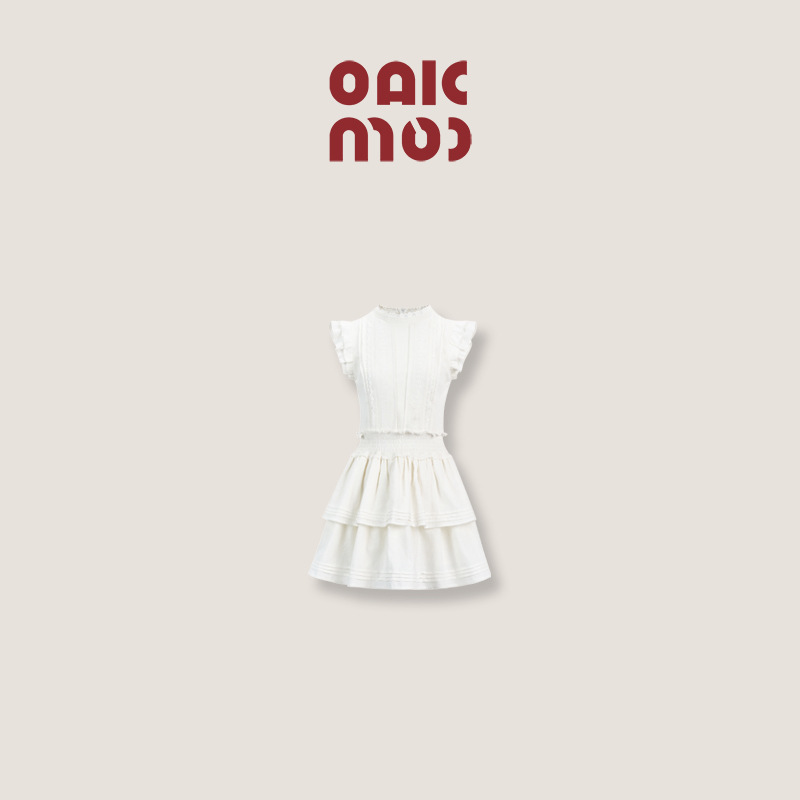 OAKMOO/ "海鸥的眷恋"学院风茶歇纯色修身软妹小飞袖衬衫连衣裙夏|undefined