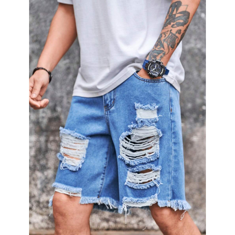 Z 54696 Ripped Hong Kong Style Denim Capris Ripped Hong Kong Style Denim Capris