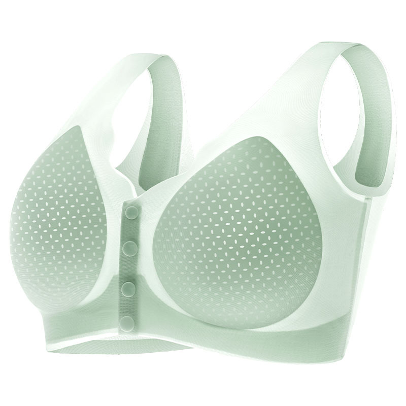 Ropa interior de la madre de seda de hielo para mujer Sujetador de seda con hebilla frontal antibacteriana delgada Sujetador de mediana edad y anciano sin anillo de acero