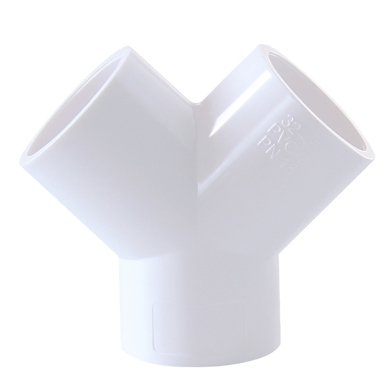 Suministro de agua de PVC, junta en T en forma de Y, 20-75, tubo de plantación oblicuo de igual diámetro, accesorios industriales, tubo de roscado de flujo grande engrosado