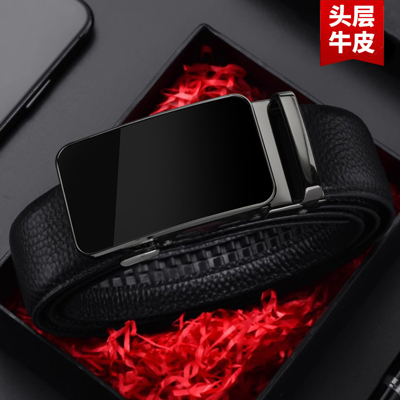 Factory Direct first layer cowhide automatic buckle men's belt casual business pants chic all-match middle and young men's pants belt