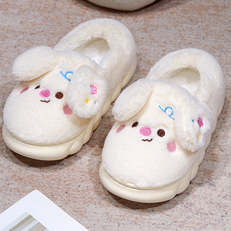 Bolsas de dibujos animados de invierno zapatillas de algodón para mujeres lindas interiores casa cálida con base gruesa dormitorio pareja zapatos de suelo de algodón