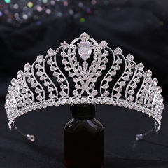 Bridal jewelry European high-end zircon crown bridal wedding dress tiara Princess birthday rhinestone crown