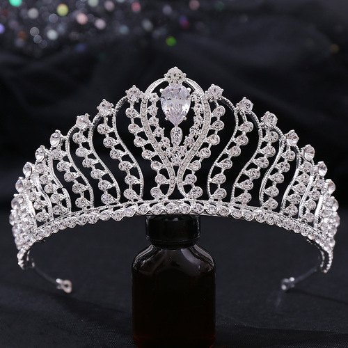 Bridal jewelry European high-end zircon crown bridal wedding dress tiara Princess birthday rhinestone crown