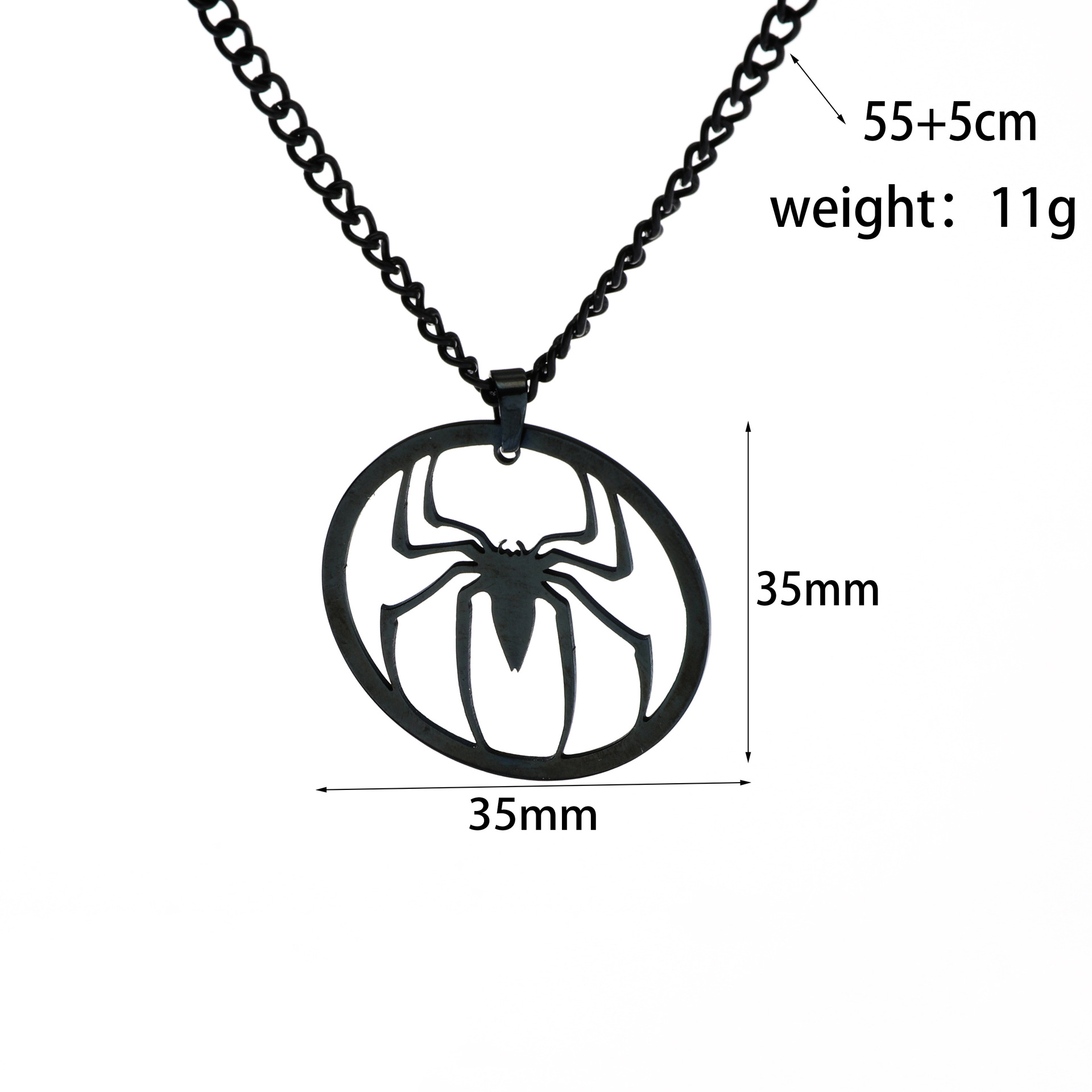 Europe And America Cross Border Ornament Creative New Horror Spider Pendant Stainless Steel Round Dark Halloween Necklace Accessories display picture 1