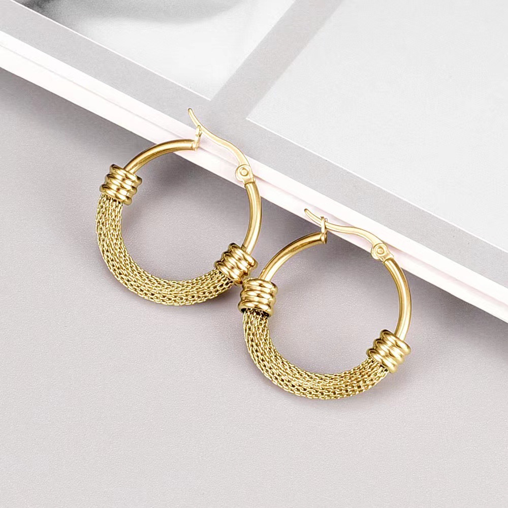 Mode Rond Acier Inoxydable Placage Boucles D'oreilles Cerceau 1 Paire display picture 5