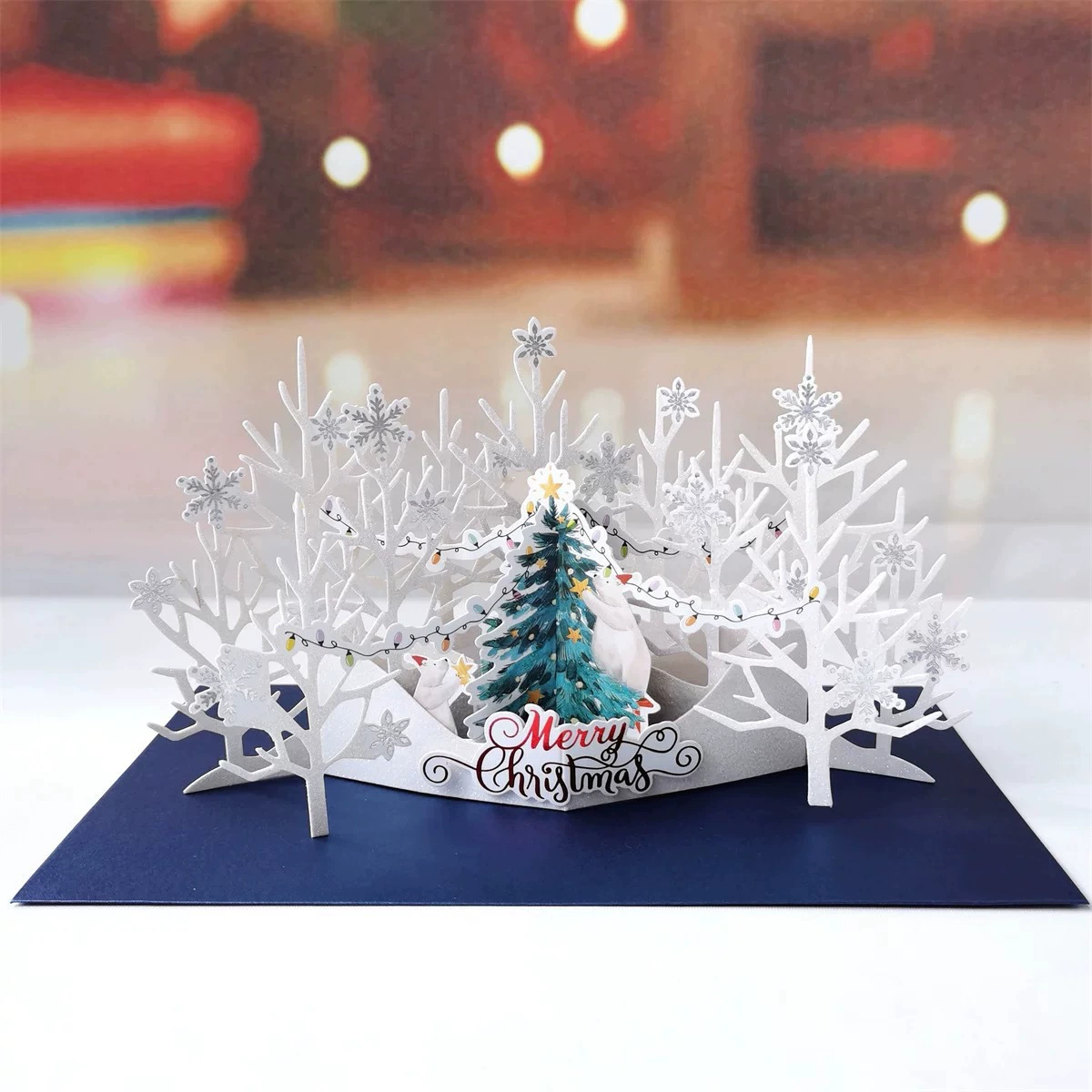 Трансграничная рождественская открытка 3D всплывающая рождественская корзина с цветами