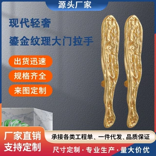 手工铸金凹凸纹理长条大门把手 轻奢酒店高端会所双开门推拉拉手