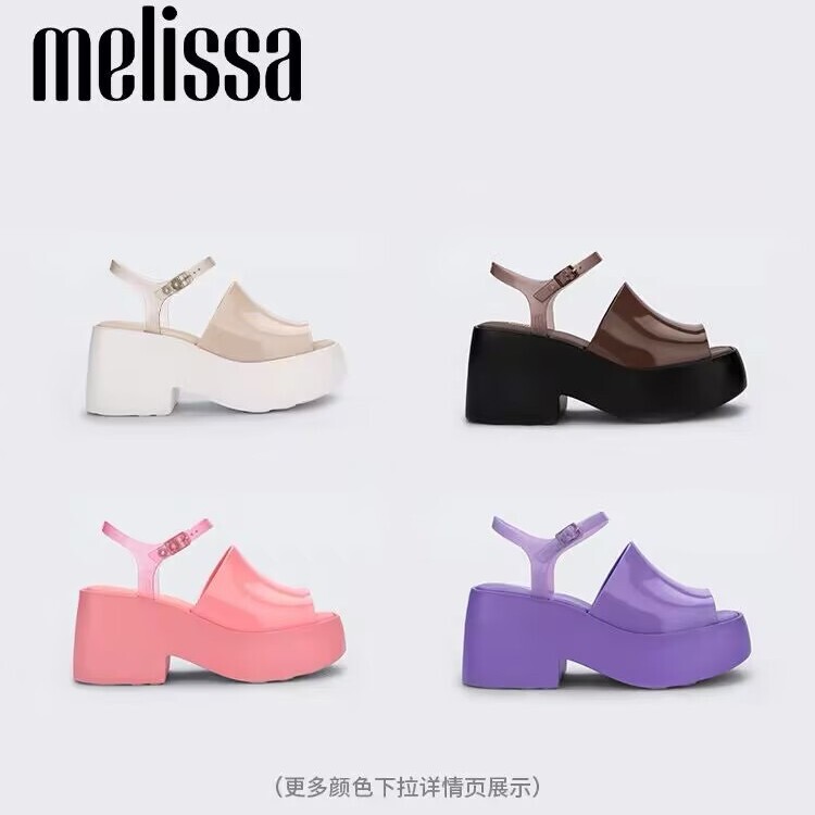 Melissa Women's Shoes 2026 New Summer Women's Sandals High-Heeled Roman Platform Thick-Soled Open-Toe Slip-On Jelly Shoes