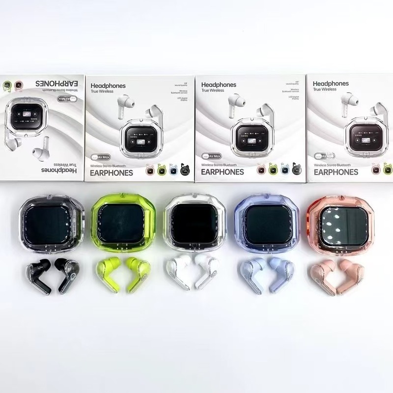 AIRMAX Bluetooth ヘッドセット LCD タッチ カラー スクリーン ノイズリダクション インイヤー透明モデル 超長バッテリー寿命スポーツヘッドセット|undefined