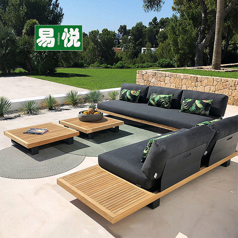 Villa terraza al aire libre impermeable silla de muebles de protección solar patio al aire libre sofá de hotel diseñador de alta gama sofá de teca