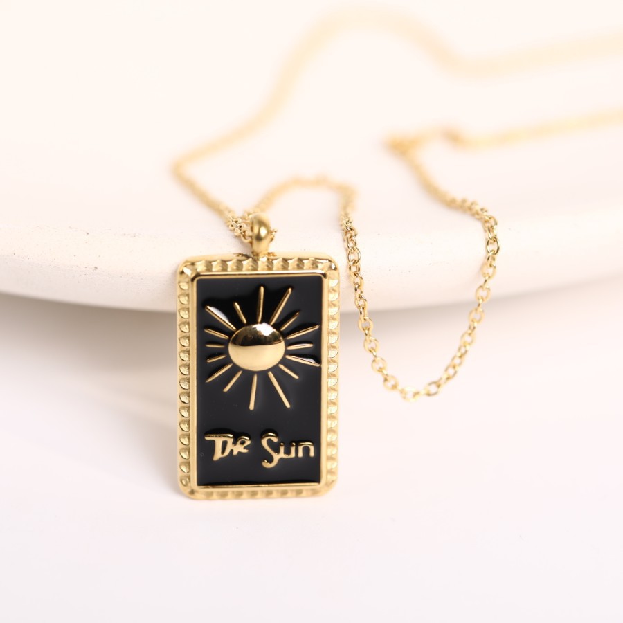 1 Piece Retro Sun Square Titanium Steel Pendant Necklace_colorza_5